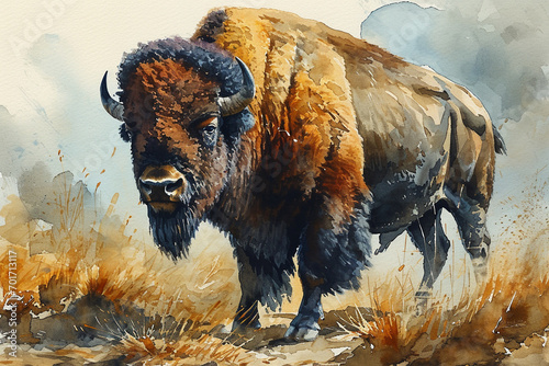 painting of a bison photo