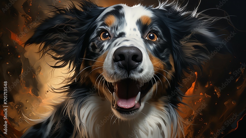 Dog with happy emotions. AI generate illustration