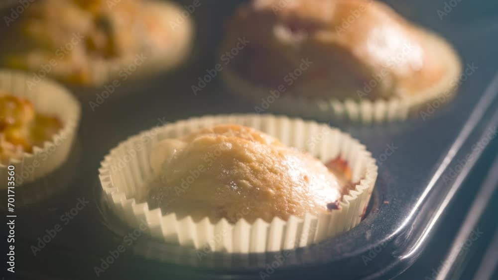 Baking savory muffins with peppers - Timelapse Baking savory muffins with peppers - Timelapse