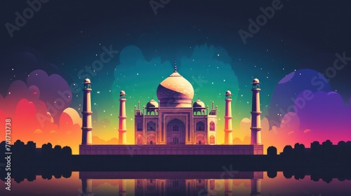 Abstract Illustration of Taj Mahal © Left