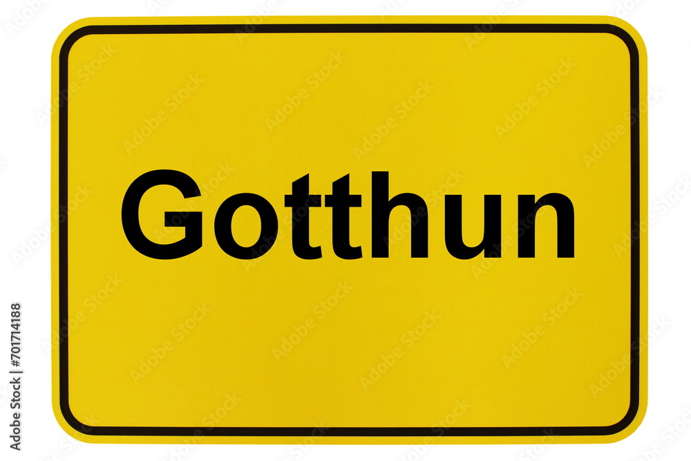 Illustration eines Ortsschildes der Gemeinde Gotthun in Mecklenburg-Vorpommern Illustration eines Ortsschildes der Gemeinde Gotthun in Mecklenburg-Vorpommern