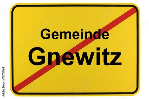 Illustration eines Ortsschildes der Gemeinde Gnewitz in Mecklenburg-Vorpommern