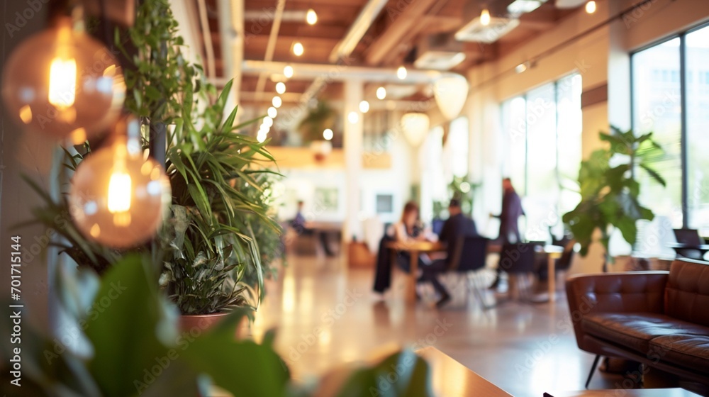 blurred images of an elegant representation of a bustling coworking ...