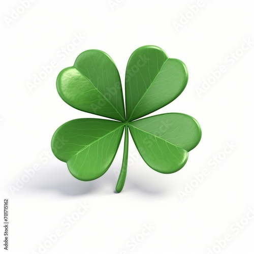 Good luck symbol. Green clover four leaf isolated on white background.