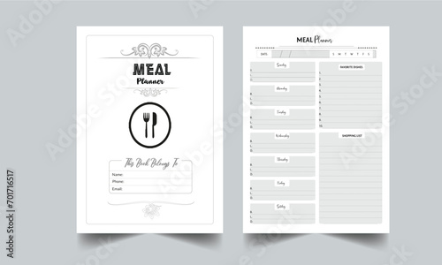 Meal Planner. Daily Gratitude Monthly & Yearly Undated Planner. Journal. Printable Gratitude Journal. Planner Bundle Design. Printable Planner Set with cover page layout template photo