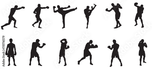 Silhouette of boxing fighter 