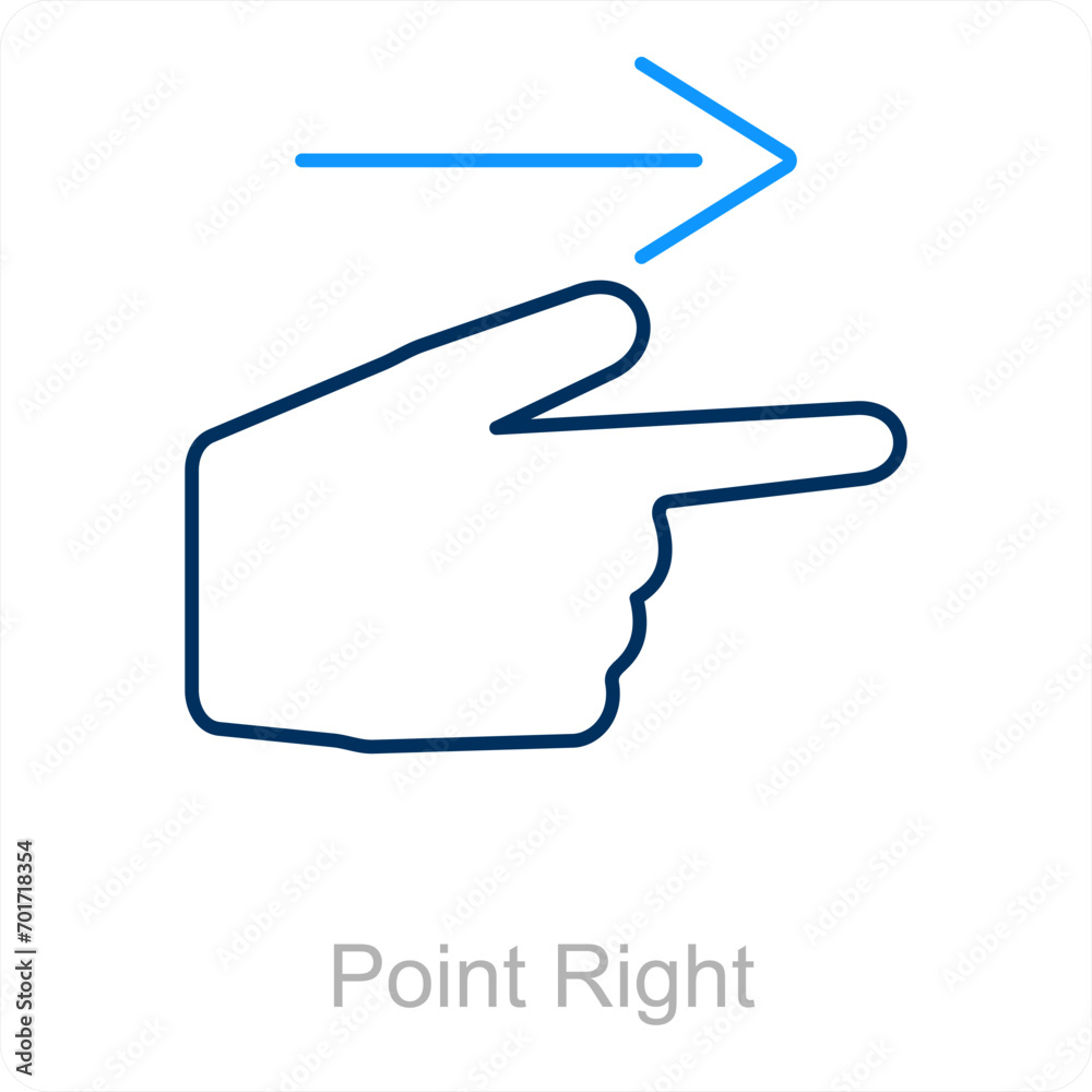 Point Right and way icon concept