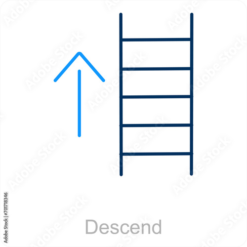 Descend  and way icon concept