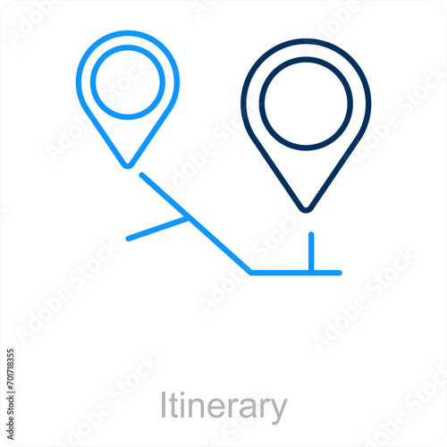 Itinerary and way icon concept
