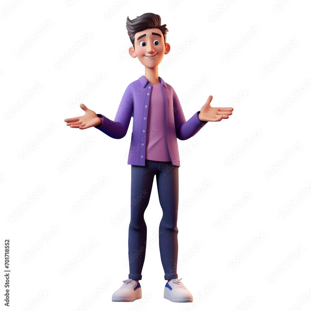3D cartoon model of a businessman standing giving motivation 3D cartoon model of a businessman standing giving motivation