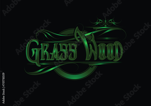GRASS WOOD lettering custom logo design