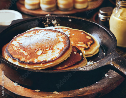 a stack of delicious fresh pancakes in a pan