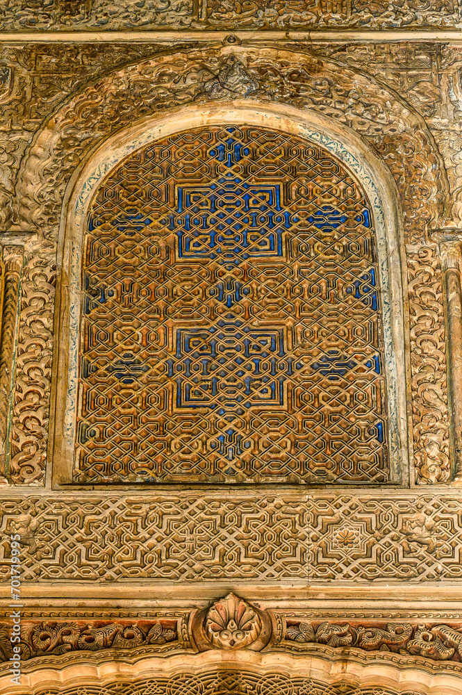 Medieval architectural features in Alhambra, Granada, Spain