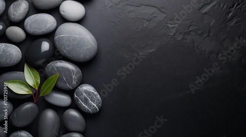 A picture that captures the beauty of a spa with hot stones being viewed from above, with a dark background and a high-end concept.