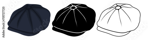 set collection Newboy Cap icon vector. British old casual hat illustration