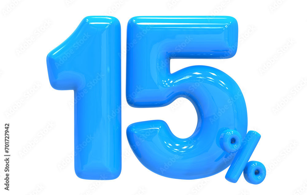 15 Balloon Blue Number Discount 3D Render