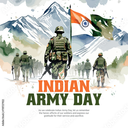 Indian Army Day Celebration Social media post template banner, Indian, Army, Military, Sainik photo