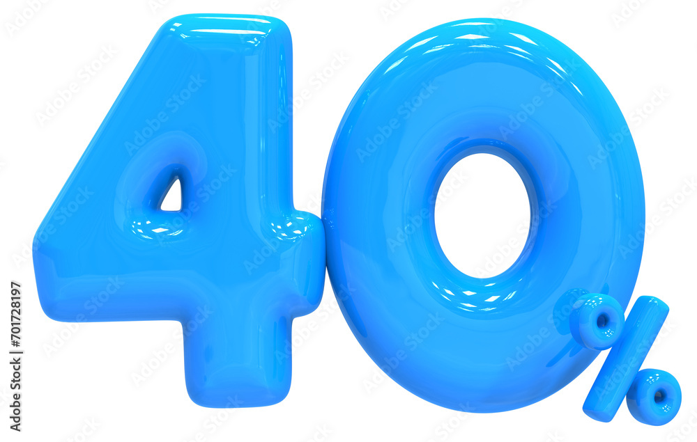 40 Balloon Blue Number Discount 3D Render 40 Balloon Blue Number Discount 3D Render