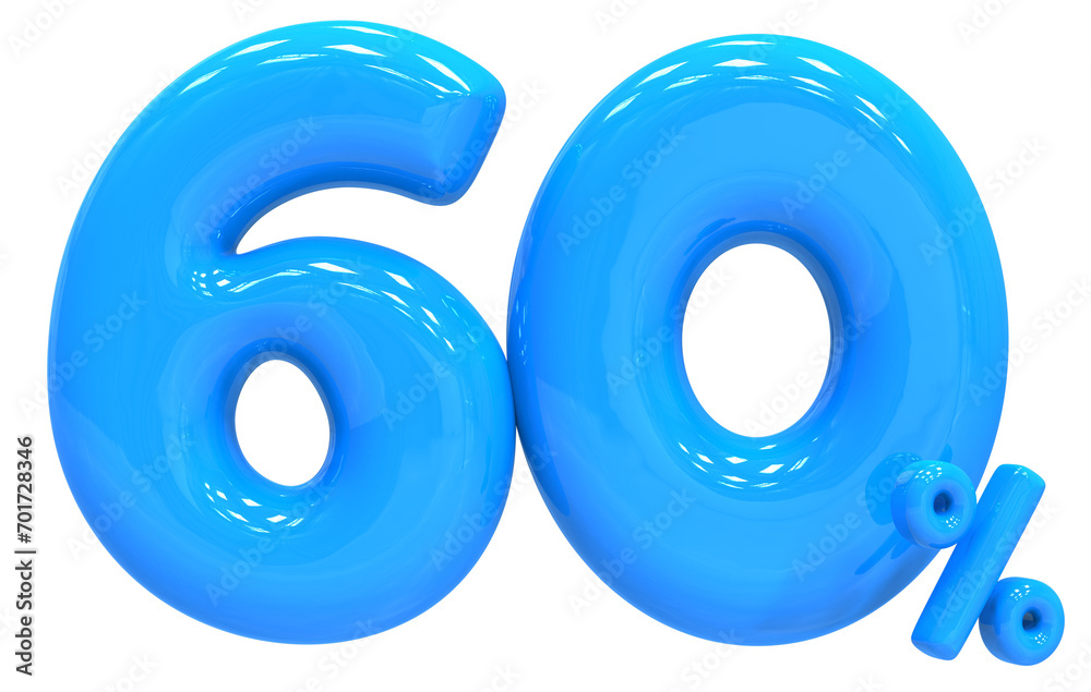 60 Balloon Blue Number Discount 3D Render 60 Balloon Blue Number Discount 3D Render