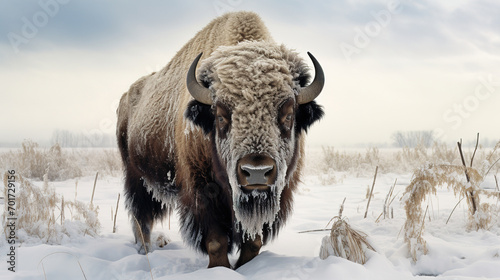buffalo, winter, wildlife photo