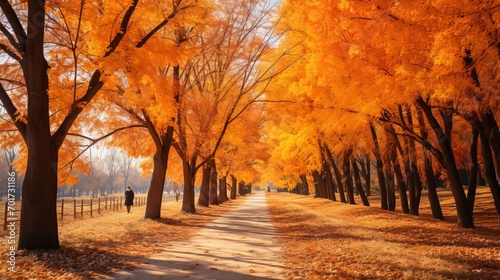 Wonderful autumn leaves landscape in large park