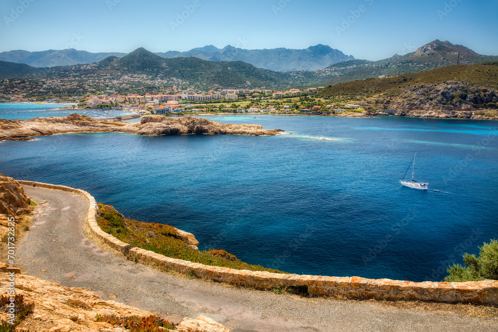View of the City of L'Ile Rousse on Corsica, France, as Seen from Ile de la Pietra