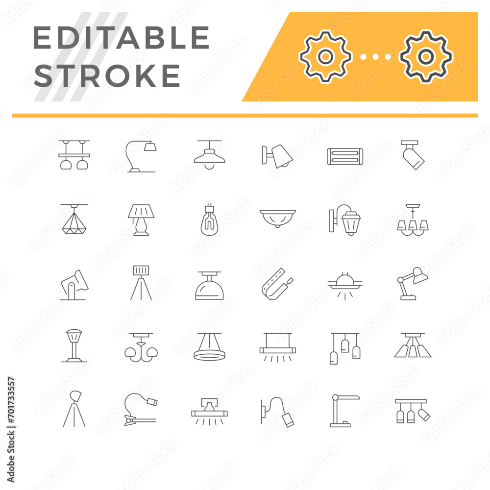 Set line icons of lighting equipment Set line icons of lighting equipment