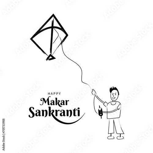 Celebrate makar sankranti background with kites and manja. photo