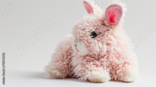 Pastel plush bunny, white background, HD sweetness unveiled. © herry