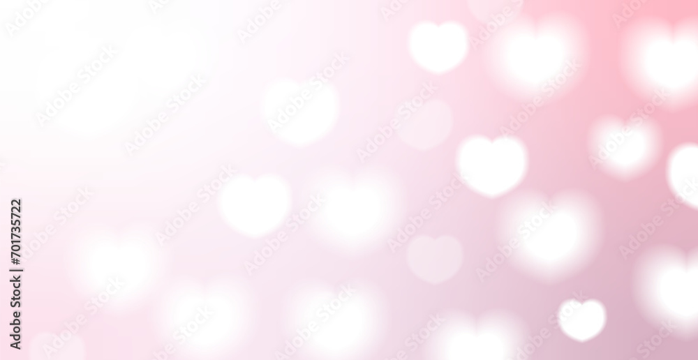 Valentines Background With Pink Hearts Bokeh Light. Wedding Backdrop. Vector