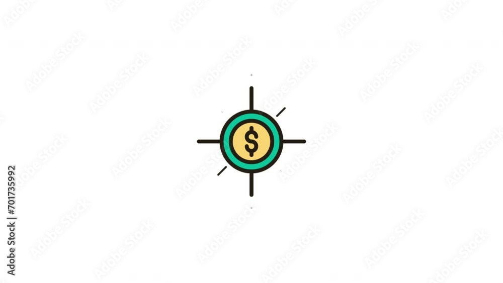Dollar, share, network icon isolated. 4K Video motion graphic animation. Dollar, share, network icon isolated. 4K Video motion graphic animation.