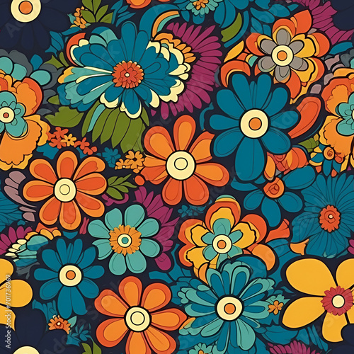 Retro flowers seamless floral pattern background