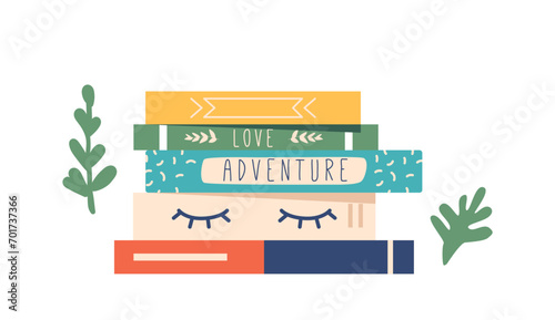 Neat Stack Of Books, Their Spines Creating Colorful Mosaic. A Literary Haven, Waiting To Be Explored, Offering Knowledge