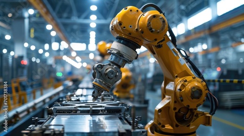 automation robot arm in assembly manufacturing plant on production line