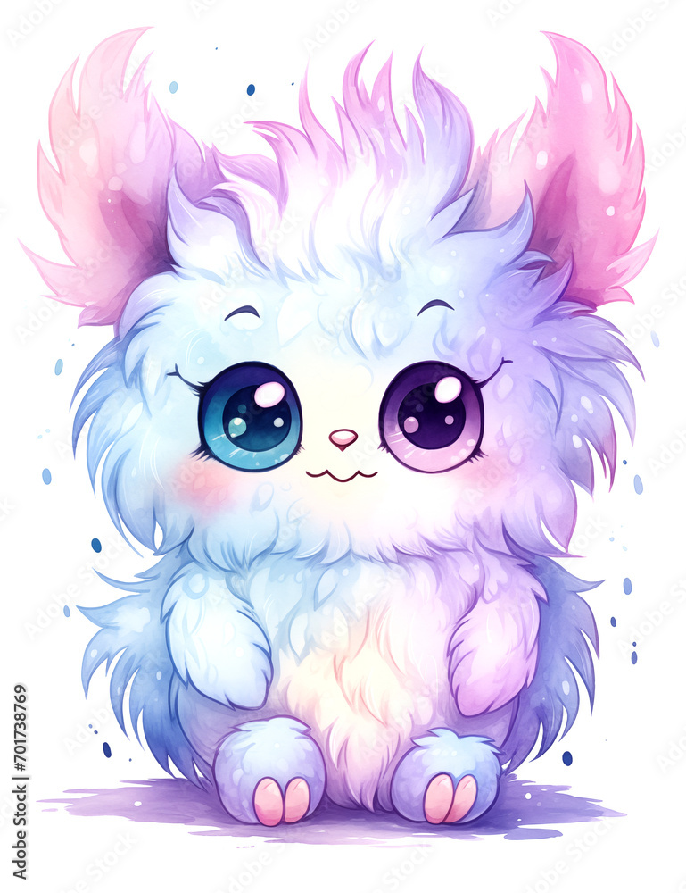 Fototapeta Cartoon furry Monster Clipart, High Quality PNG 300DPI, 4000X5200 pixel, Digital,Card Making, Mixed Media, Digital Paper Craft, watercolor, T-shirts, product