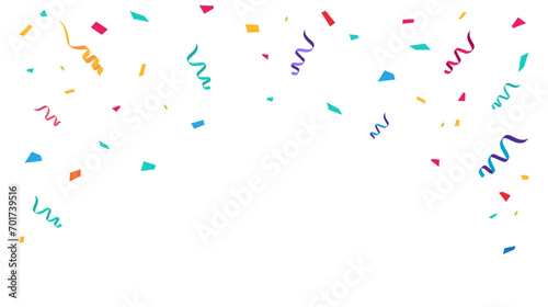 Congratulations confetti, celebration confetti background, vector, isolated on white, colorful confetti explosion, streamers, clipart for Carnival, Holiday, Christmas, New year, sale, birthday, party