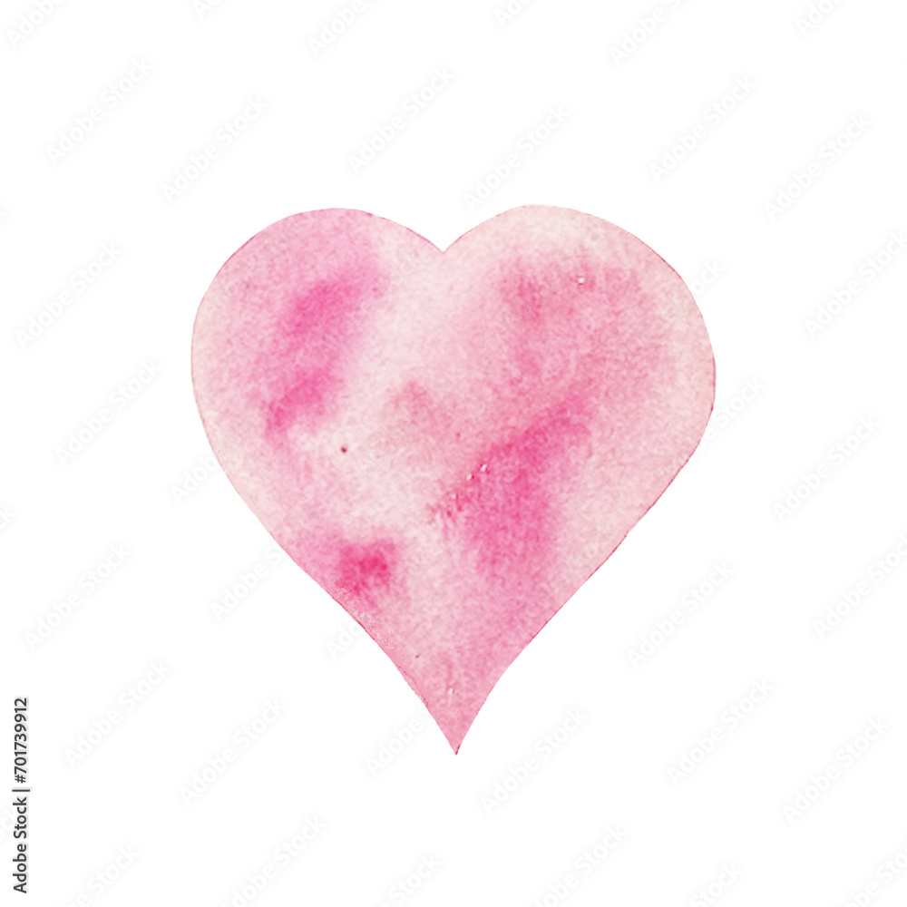 illustration of a heart drawn in watercolor by hands. symbol of love, picture for Valentine's Day