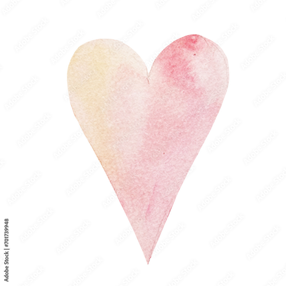 illustration of a heart drawn in watercolor by hands. symbol of love, picture for Valentine's Day