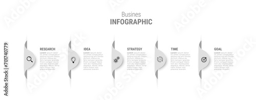 Business infographic template design icons 5 options or steps photo