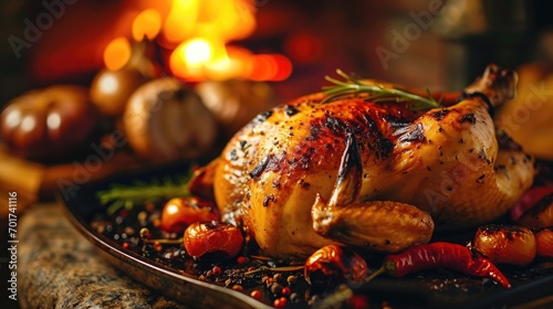 Roasted chicken. Chicken grill. food banner photo
