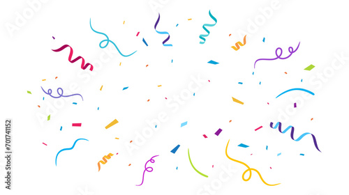 Celebration confetti background, vector, congratulations confetti, isolated on white, colorful confetti explosion, streamers, clipart for Carnival, Holiday, Christmas, New year, sale, birthday, party photo