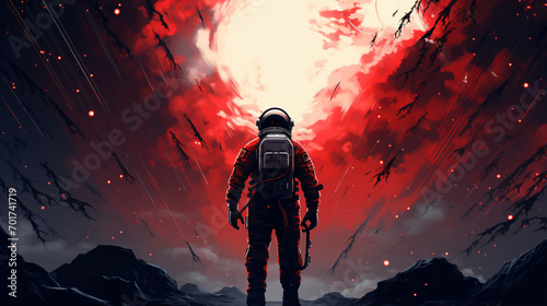 The spaceman with red jetpack