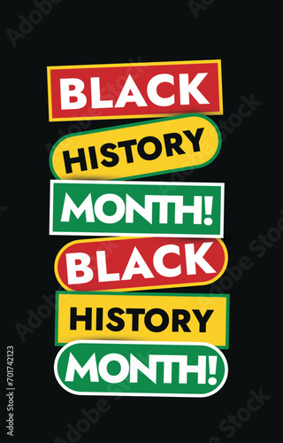 Black History Month shirt design in colours of black people flag. Black history month campaign and awareness post for social media. Black lives matter. Colourful story banner vector stock illustration