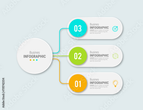 Business infographic template design icons 3 options or steps