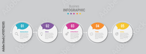 Business infographic template design icons 5 options or steps