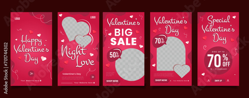Gradient red valentine day sale social media story collection photo