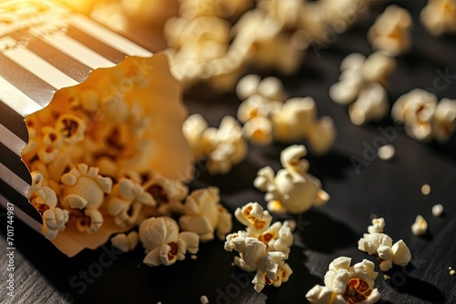 Entry ticket to the cinema with popcorn around