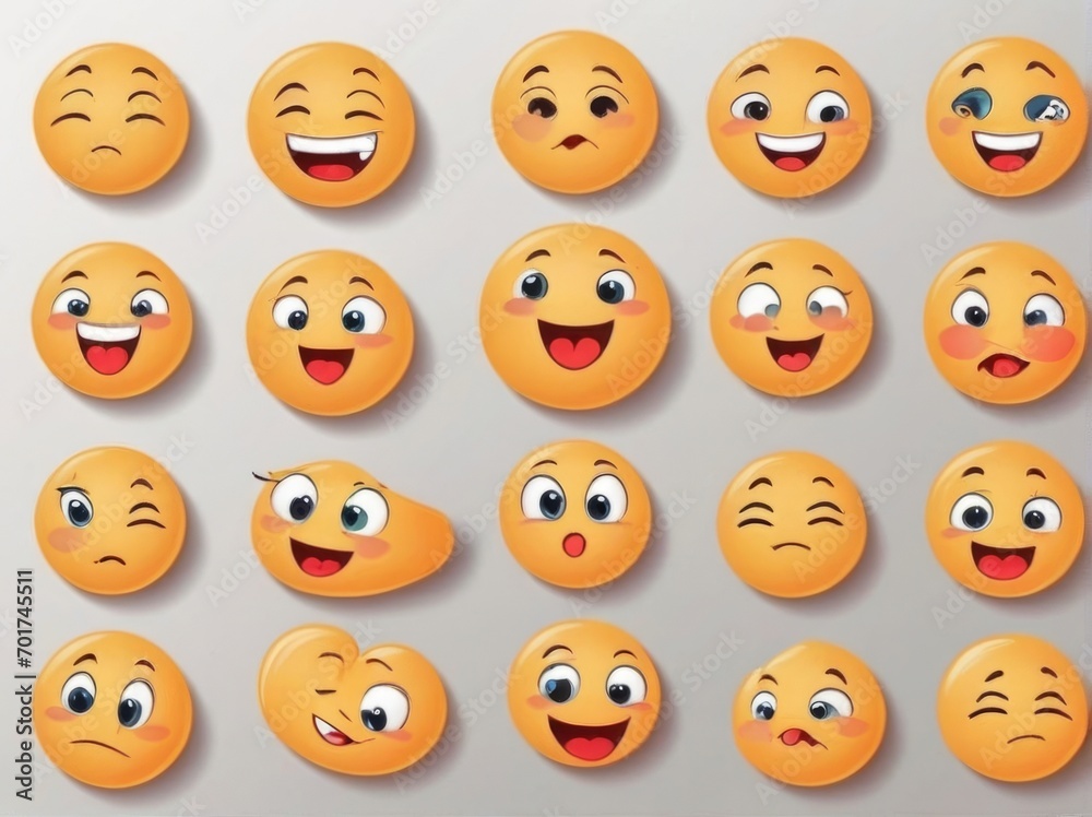 Fototapeta premium Set of heart emoji clipart