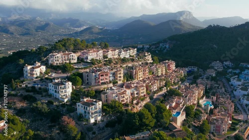 Wallpaper Mural Aerial view of luxurious frontline exclusive holiday apartments buildings in port d'andratx, Mallorca. Drone shot of private real estate villas and holiday resorts on coast of Mediterranean Sea Torontodigital.ca