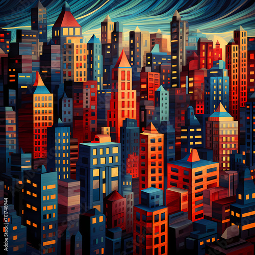 Abstract patterns created by a city skyline.